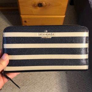 Kate Spade blue and white stripped wallet